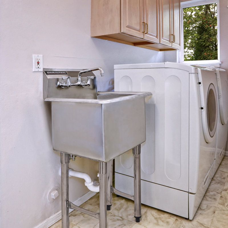 DuraSteel 18" L x 18.5" W Free Standing Laundry Sink with Faucet